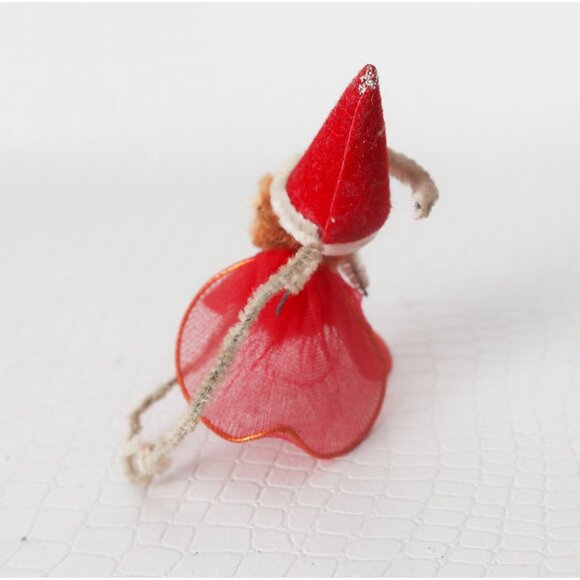 4 Vintage Christmas Decorations Angel Santa Cotton Spun Chenille Japan - Picture 7 of 7